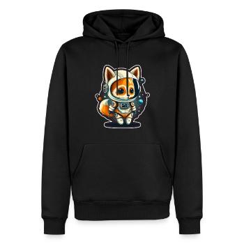Cute Fox Space Astronaut Planet Space - Men’s Premium Organic Hoodie - black - Front - Nico (187cm)
