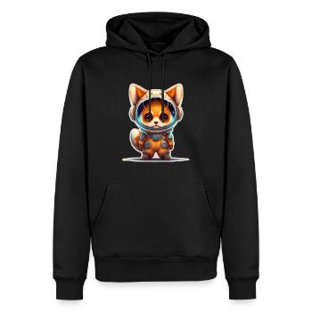 Cute Fox Space Astronaut Planet Space - Men’s Premium Organic Hoodie - black - Front - Nico (187cm)