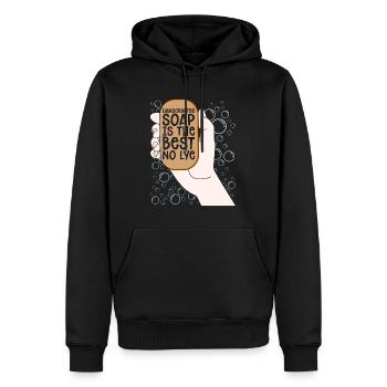 Soapmaking Handcrafted Soap Is The Saponification - Men’s Premium Organic Hoodie - black - Front - Nico (187cm)