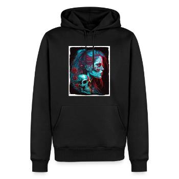 Böse Alte Frau Horror Skelett Dämon Bikerin - Männer Premium Bio Hoodie - Schwarz - Vorne - Nico (187cm)