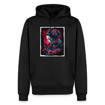 Fleurs de cerisier du Japon Geisha Neon - Sweat à capuche Premium bio Homme - noir - Devant - Nico (187cm)