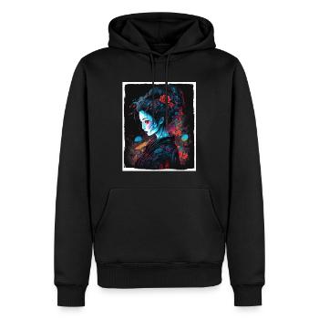 Japan Kirschblüte Blumen Japanisch Geisha Neon - Männer Premium Bio Hoodie - Schwarz - Vorne - Nico (187cm)
