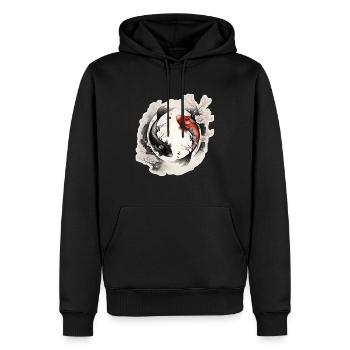 Japan Koi Fisch Karpfen Japanisch Kirschblüte - Männer Premium Bio Hoodie - Schwarz - Vorne - Nico (187cm)