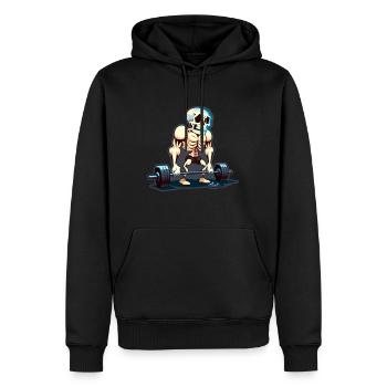 Soulevé de terre Skeleton Bodybuilding Sport Soulevé de terre - Sweat à capuche Premium bio Homme - noir - Devant - Nico (187cm)