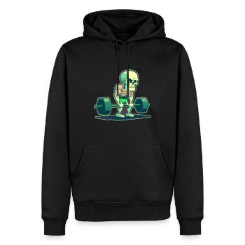 Soulevé de terre Skeleton Bodybuilding Sport Soulevé de terre - Sweat à capuche Premium bio Homme - noir - Devant - Nico (187cm)