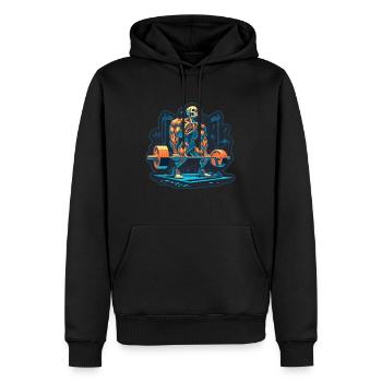 Deadlift Skelett Bodybuilding Sport Kreuzheben - Männer Premium Bio Hoodie - Schwarz - Vorne - Nico (187cm)