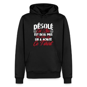 Désolé cet mec est déjà pris par - Sweat à capuche Premium bio Homme - noir - Devant - Nico (187cm)