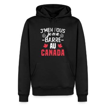 J'men fous je me barre au canada - Sweat à capuche Premium bio Homme - noir - Devant - Nico (187cm)