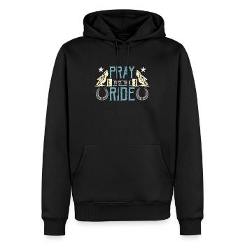Barrel Racing Pray First Then Ride Western Riding - Männer Premium Bio Hoodie - Schwarz - Vorne - Nico (187cm)