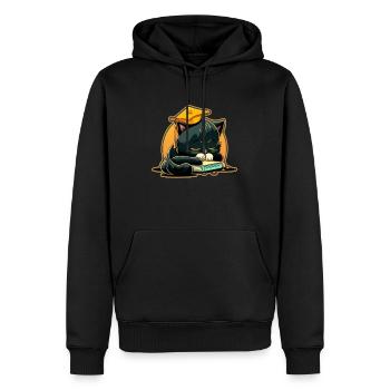 Abschluss Schlafen Katze Uni Master Bachelor - Männer Premium Bio Hoodie - Schwarz - Vorne - Nico (187cm)
