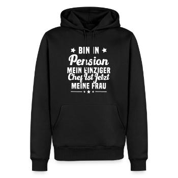 Cadeau retraité Mon seul patron c'est ma femme - Sweat à capuche Premium bio Homme - noir - Devant - Nico (187cm)