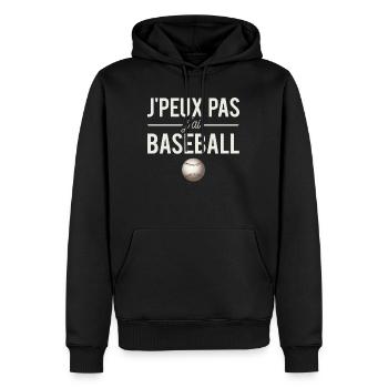 J'Peux Pas J'Ai Baseball Sport Humour - Sweat à capuche Premium bio Homme - noir - Devant - Nico (187cm)