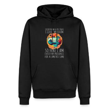 Every Now And Then I Leave My Room Gamer Gaming - Männer Premium Bio Hoodie - Schwarz - Vorne - Nico (187cm)