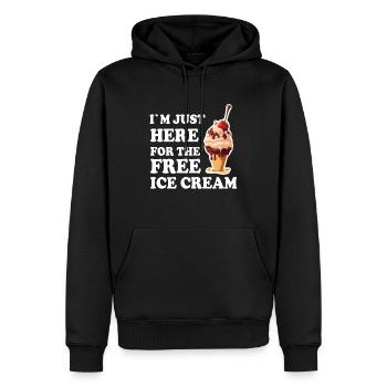 Crème glacée Crème glacée molle Je suis ici pour la crème glacée - Sweat à capuche Premium bio Homme - noir - Devant - Nico (187cm)