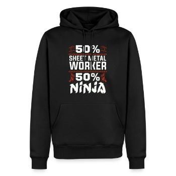 Tôlier 50% Mécanicien de tôlerie - Sweat à capuche Premium bio Homme - noir - Devant - Nico (187cm)