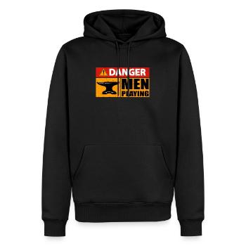 Forging Danger Men Playing Metalworker Blacksmiths - Männer Premium Bio Hoodie - Schwarz - Vorne - Nico (187cm)