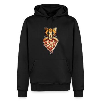 Damen Pizza und Katzen Katze Tierliebe Kätzchen - Männer Premium Bio Hoodie - Schwarz - Vorne - Nico (187cm)