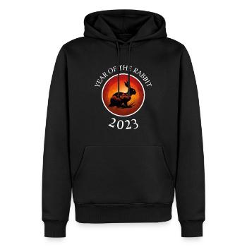 Hase China Kaninchen Chinesisches Neujahr Blumen - Männer Premium Bio Hoodie - Schwarz - Vorne - Nico (187cm)