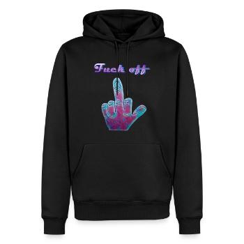 Fuck off - Männer Premium Bio Hoodie - Schwarz - Vorne - Nico (187cm)