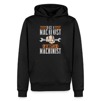 Machiniste une fois machiniste Toujours un tourneur - Sweat à capuche Premium bio Homme - noir - Devant - Nico (187cm)
