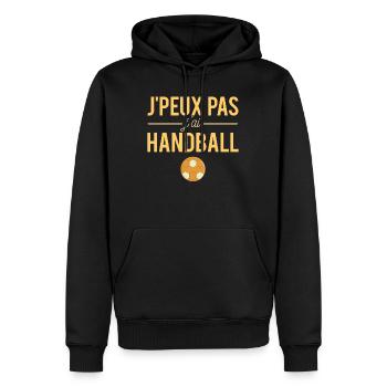 J'Peux Pas J'Ai Handball Sport Humour - Sweat à capuche Premium bio Homme - noir - Devant - Nico (187cm)