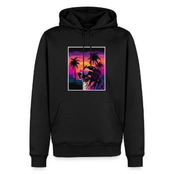 Vaporwave Retro Hund Labrador Strand Neon - Männer Premium Bio Hoodie - Schwarz - Vorne - Nico (187cm)