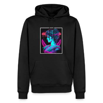 Vaporwave Mythologie grecque Dieu Neon Olympus - Sweat à capuche Premium bio Homme - noir - Devant - Nico (187cm)