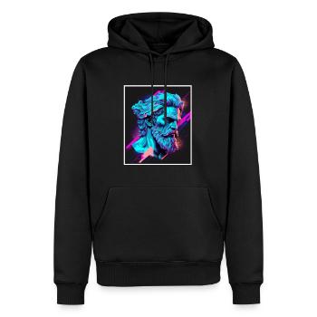 Vaporwave Mythologie grecque Dieu Neon Olympus - Sweat à capuche Premium bio Homme - noir - Devant - Nico (187cm)