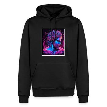 Vaporwave Mythologie grecque Dieu Neon Olympus - Sweat à capuche Premium bio Homme - noir - Devant - Nico (187cm)