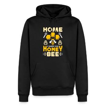 La maison apicole est l’endroit où votre apiculteur - Sweat à capuche Premium bio Homme - noir - Devant - Nico (187cm)