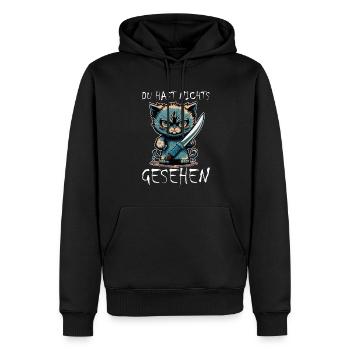Du hast nichts gesehen Katze Messer Kätzchen - Männer Premium Bio Hoodie - Schwarz - Vorne - Nico (187cm)