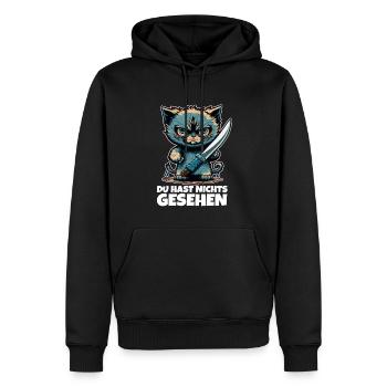 Du hast nichts gesehen Katze Messer Kätzchen - Männer Premium Bio Hoodie - Schwarz - Vorne - Nico (187cm)