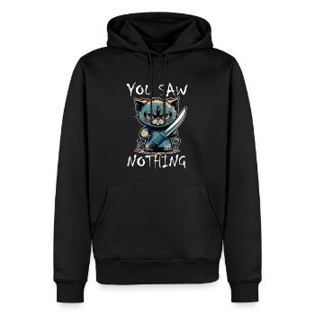 Du hast nichts gesehen Katze Messer Kätzchen - Männer Premium Bio Hoodie - Schwarz - Vorne - Nico (187cm)