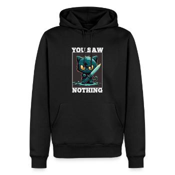 Du hast nichts gesehen Katze Messer Kätzchen - Männer Premium Bio Hoodie - Schwarz - Vorne - Nico (187cm)