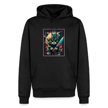 Du hast nichts gesehen Katze Messer Kätzchen - Männer Premium Bio Hoodie - Schwarz - Vorne - Nico (187cm)