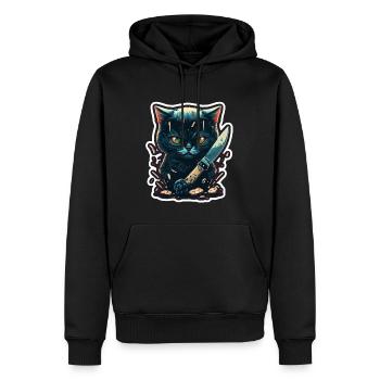 Du hast nichts gesehen Katze Messer Kätzchen - Männer Premium Bio Hoodie - Schwarz - Vorne - Nico (187cm)