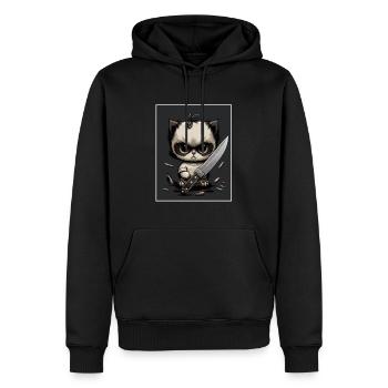 Du hast nichts gesehen Katze Messer Kätzchen - Männer Premium Bio Hoodie - Schwarz - Vorne - Nico (187cm)