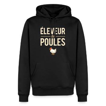 Éleveur De Poules Meilleur Fermier Humour - Sweat à capuche Premium bio Homme - noir - Devant - Nico (187cm)