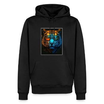 Bengalischer Tiger Katze Boss Chef Raubkatze Neon - Männer Premium Bio Hoodie - Schwarz - Vorne - Nico (187cm)