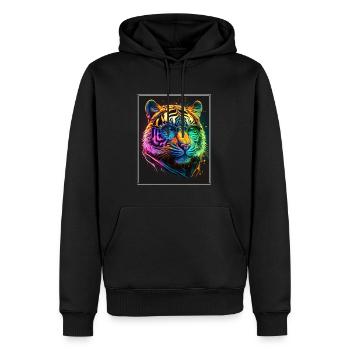 Bengalischer Tiger Katze Boss Chef Raubkatze Neon - Männer Premium Bio Hoodie - Schwarz - Vorne - Nico (187cm)