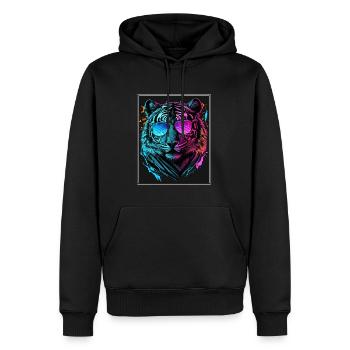 Bengal Tiger Cat Boss Chef Big Cat Neon - Sweat à capuche Premium bio Homme - noir - Devant - Nico (187cm)