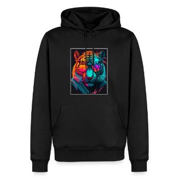 Bengalischer Tiger Katze Boss Chef Raubkatze Neon - Männer Premium Bio Hoodie - Schwarz - Vorne - Nico (187cm)