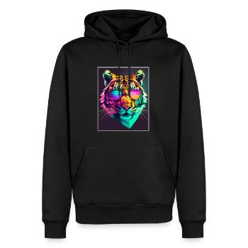 Bengalischer Tiger Katze Polygon Raubkatze Neon - Männer Premium Bio Hoodie - Schwarz - Vorne - Nico (187cm)