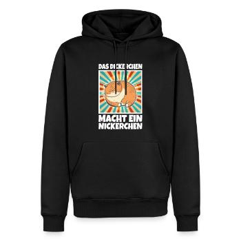 Das Dickerchen macht ein Nickerchen Katze Schlafen - Männer Premium Bio Hoodie - Schwarz - Vorne - Nico (187cm)
