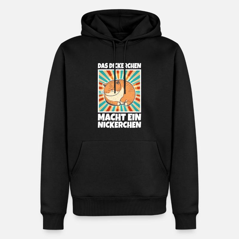 Das Dickerchen macht ein Nickerchen Katze Schlafen - Männer Premium Bio Hoodie - Schwarz