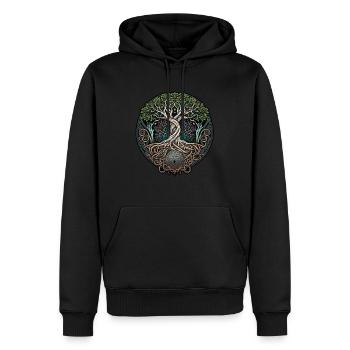 Arbre de vie Vikings celtiques - Sweat à capuche Premium bio Homme - noir - Devant - Nico (187cm)