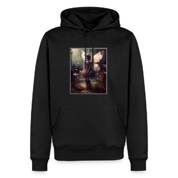 Cottagecore Fairy Fairy Forest Fleurs Papillon - Sweat à capuche Premium bio Homme - noir - Devant - Nico (187cm)