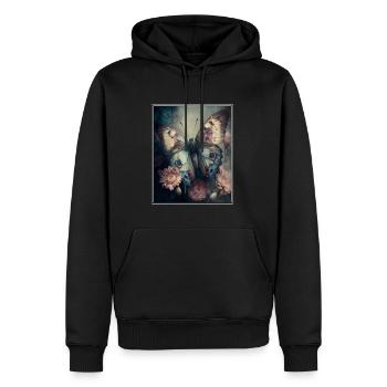 Cottagecore Fee Elfe Wald Blumen Schmetterling - Männer Premium Bio Hoodie - Schwarz - Vorne - Nico (187cm)