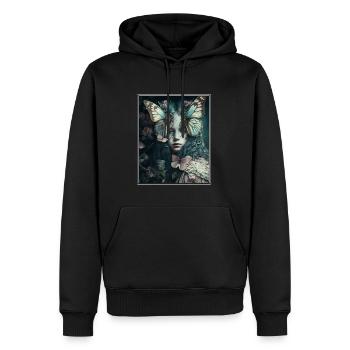 Cottagecore Fairy Fairy Forest Fleurs Papillon - Sweat à capuche Premium bio Homme - noir - Devant - Nico (187cm)