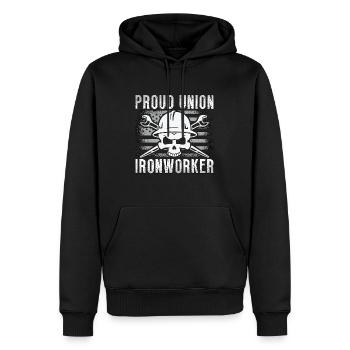Syndicat des monteurs de charpentes métalliques fiers Métallurgistes soudés - Sweat à capuche Premium bio Homme - noir - Devant - Nico (187cm)